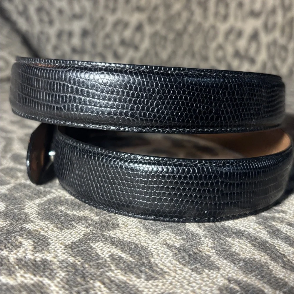 Vintage Ralph Lauren Brown and Black Leather Belt snakeskin embossed classic